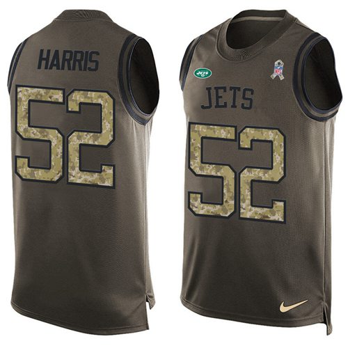 Nike Jets #52 David Harris Green Men's Stitched NFL Limited Salute To Service Tank Top Jersey